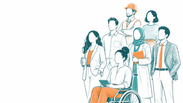 People of different professions together outline illustration, People of different professions, worker of different profession, workers, labor day, workers day, professional workers, workers
