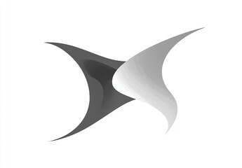 Obraz premium Abstract emblem featuring two flowing, mirrored shapes, one dark gray, one light gray