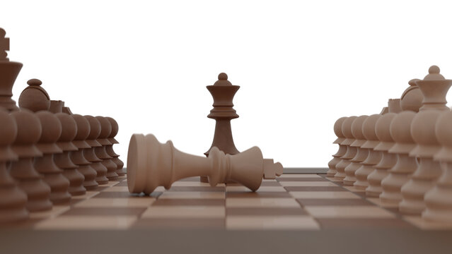 Chess victory concept with Queen and defeated King - transparent png