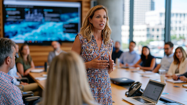 Behavioral economist presenting nudge policy mockups on a large screen to a government advisory panel in a quiet conference room, choice architecture diagrams visible, attendees taking notes, urban 