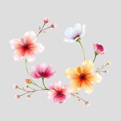 Fototapeta premium Delicate watercolor floral elements for artistic design projects and beautiful creative works, floral, creativity