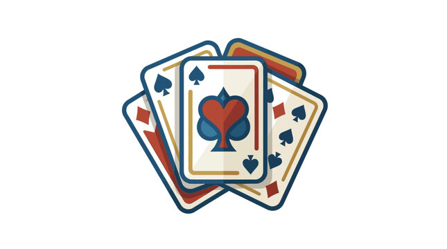 Colorful playing cards with hearts, spades, and clubs.