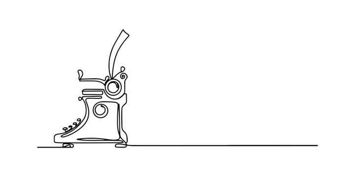 Vintage typewriter continuous line drawing illustration