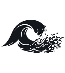 Obraz premium Ocean Wave Silhouette Black Crashing Sea Surf Water Splash Isolated White Background Vector
