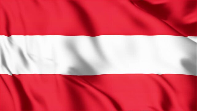 A mesmerizing and dynamic display of austria national flag waving gracefully in wind seamless loop background flag fluttering in slow motion fabric texture.