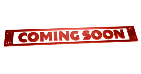 Fototapeta premium 3d up perspective view red glass coming soon text sign illustration