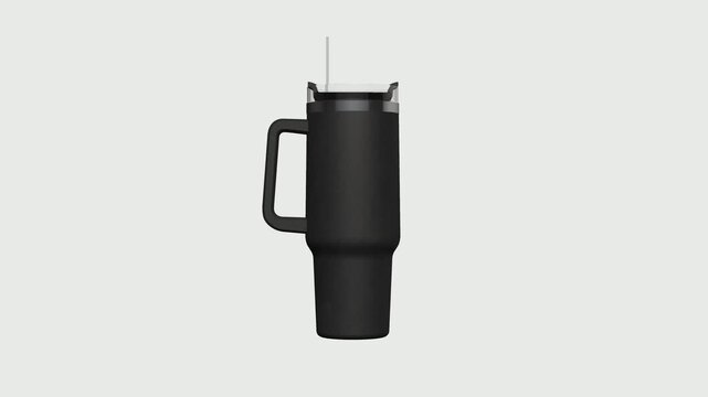 3d rendering tumbler sublimation mock-up animation on white background.