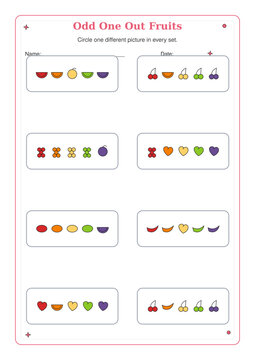 ODD ONE OUT FRUITS WORKSHEET