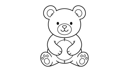 Fototapeta premium Cute teddy bear sitting with stitched body and paws on white background
