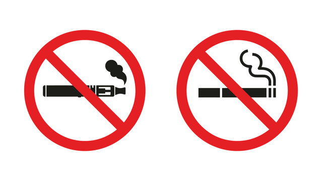 No smoking and no vaping signs on white background