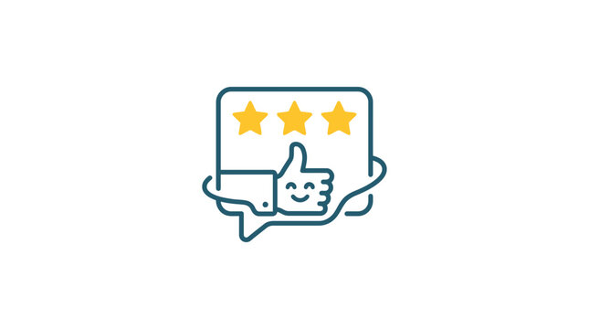 Customer feedback rating with stars and thumbs up icon