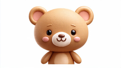 Fototapeta premium cute cartoon 3D teddy bear character with rosy cheeks isolated on white background