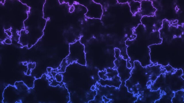 Bright electric patterns create motion in dark space