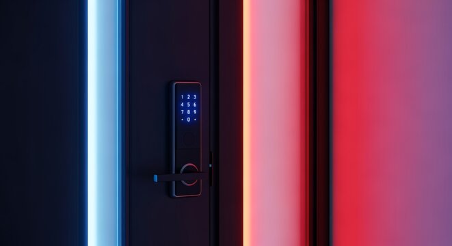 Smart Home Security with Digital Lock and Vibrant Led Light Accents