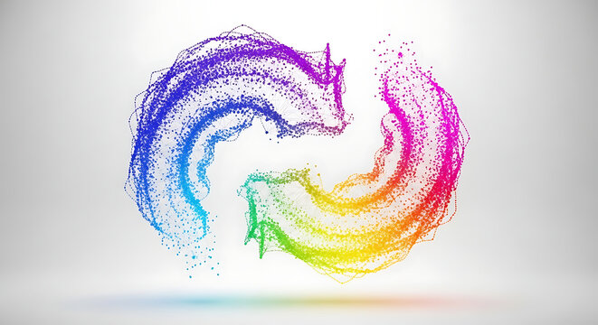 Abstract rainbow color fluid splash forming a circular dynamic motion shape with abstract creative background multicolor illustration