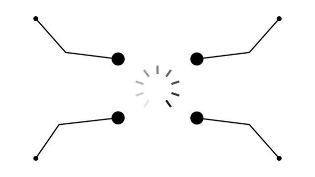 Abstract digital data connection lines animation with loading icon