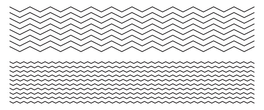Wavy lines pattern vector element, wave ripple thin line strokes simple zigzag texture set, stream zig zag background backdrop image clip graphic illustration