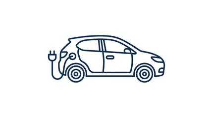 Fototapeta premium Electric car with charging plug icon.