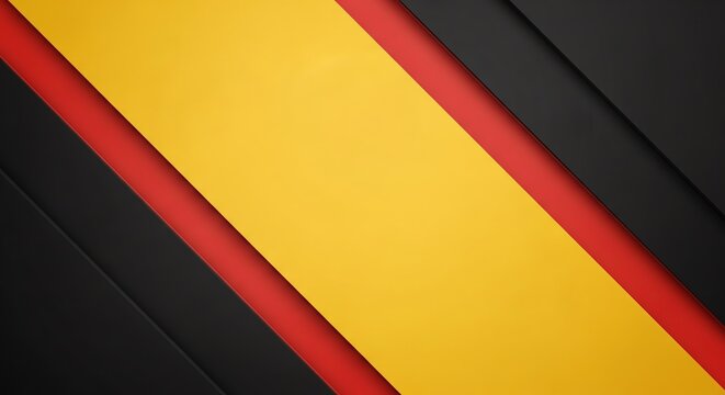 Diagonal Abstract Geometric Layers of Yellow, Red, and Black
