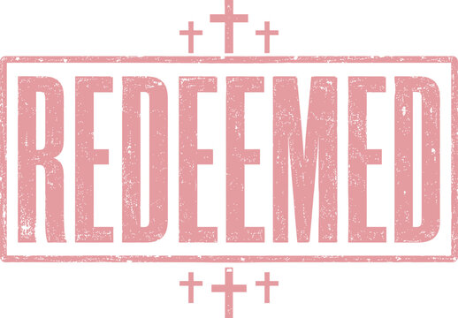 Redeemed Christian Typography with Cross Symbols on White Background