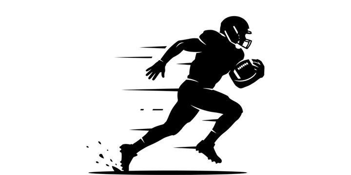 American Football Player Running with Ball Silhouette Vector Illustration