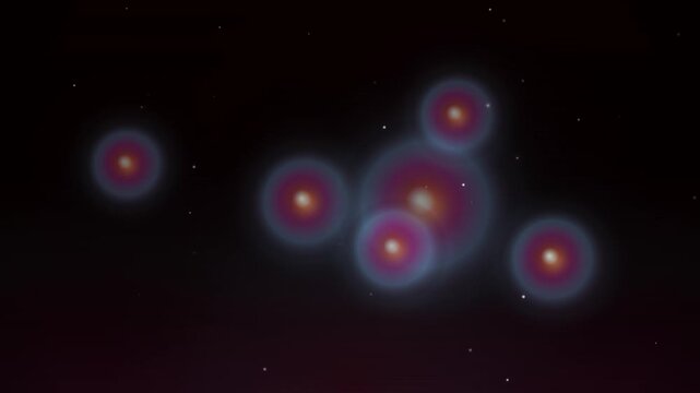 Glowing orbs floating in cosmic space with seamless loop potential
