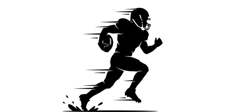Dynamic Silhouette of an American Football Player Running with the Ball