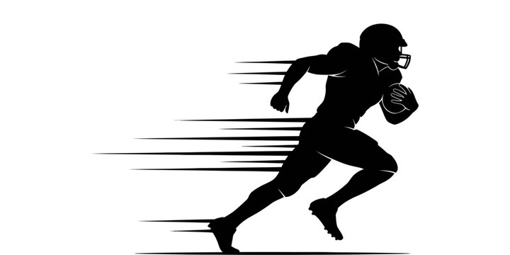 American football player running with speed silhouette vector illustration