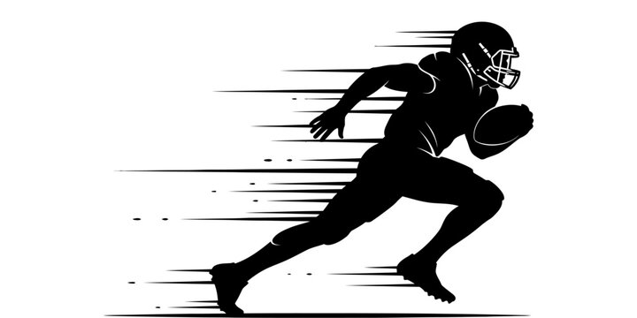 Silhouette of a Football Player Running Fast with Motion Blur Effect for Sports Design
