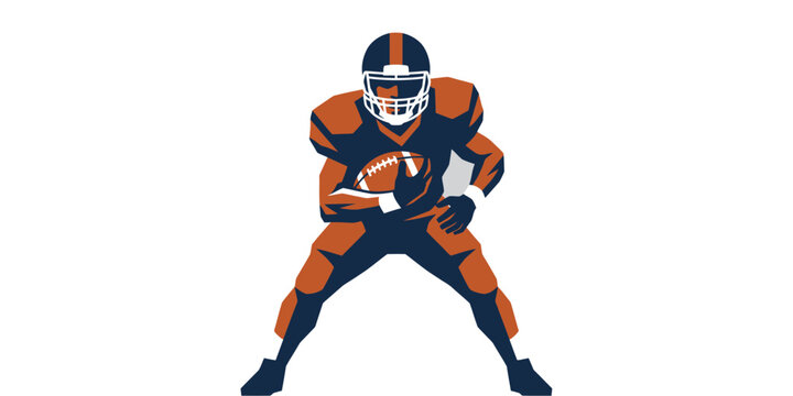 Stylized illustration of an American football player holding a ball