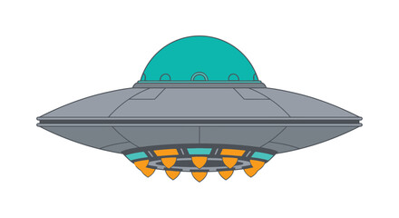 Flying saucer illustration a stylized depiction of an unidentified flying object with a flat vector design ufo extraterrestrial spacecraft alien vehicle disc shaped cartoon graphic science © Sagor