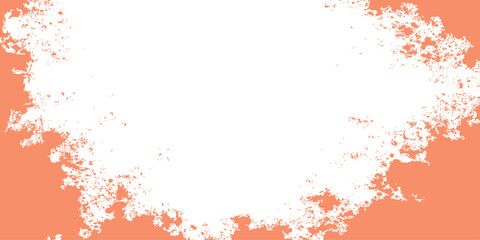 Peach orange background with a white distressed paint brush splash cloud shape and central copy space for text © Sema