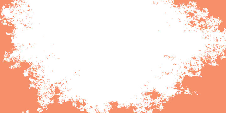 Peach orange background with a white distressed paint brush splash cloud shape and central copy space for text