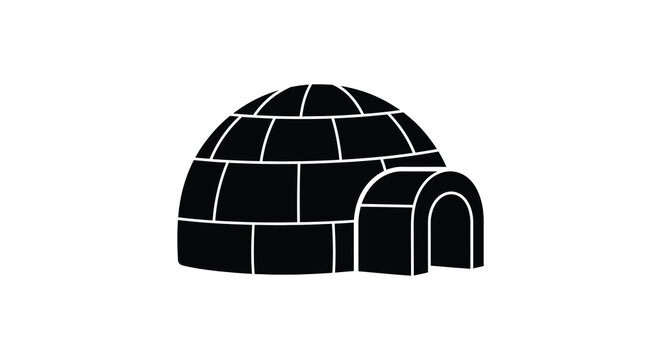 Igloo Silhouette Against White Background A Traditional Arctic Dwelling Silhouette