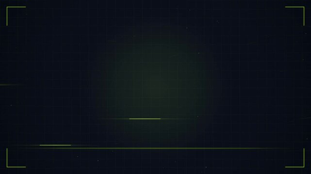 Dark futuristic screen with grid pattern and corner brackets