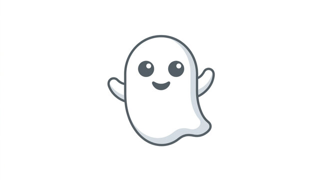 Cute cartoon ghost character waving hello with a happy expression.