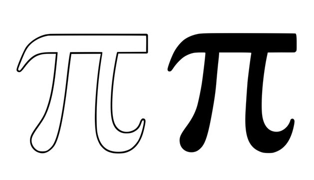 Minimalist pi icon in outline and silhouette design