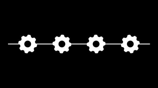 4K Gear Commercial activity white round infographic steps template animation. Sequence options 4K video. Animated blank diagram visualization. Process layout empty design element. Motion graphics