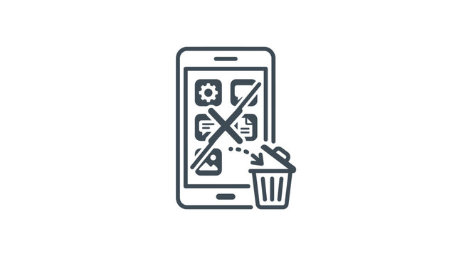 Smartphone screen with apps being deleted into trash.