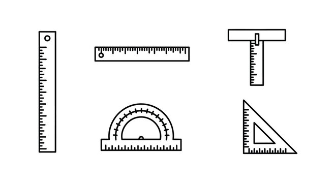 Drafting Tools Collection Linear Silhouette technical drawing