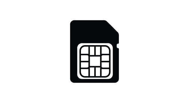 Sim Card Silhouette Against A White Background