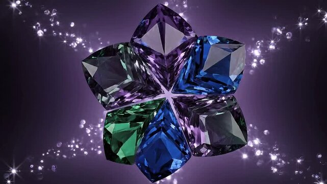 Vibrant 4k Video Quality Diamond Flower in Sparkling Purple Light Setting