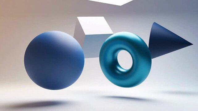 High quality 4k video of a blue sphere and cylinder with an arrow in 3D illustration
