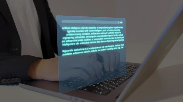 Document writing software. Business text editing and word processing. Person typing on laptop computer keyboard. 