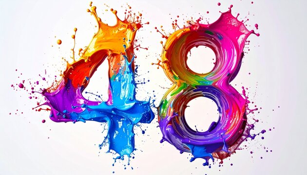 Vibrant colorful number forty eight.