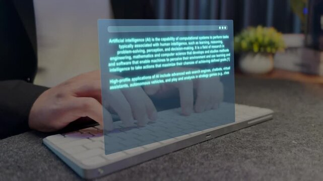 Document writing software. Business text editing and word processing. Person typing on laptop computer keyboard. 