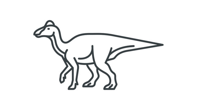 Dinosaur outline icon, simple line art of a Parasaurolophus on white background