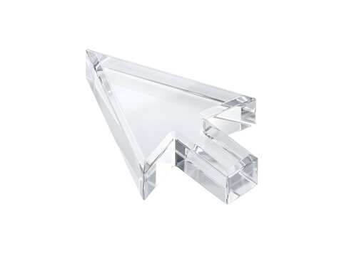Glass computer mouse cursor isolated on transparent background