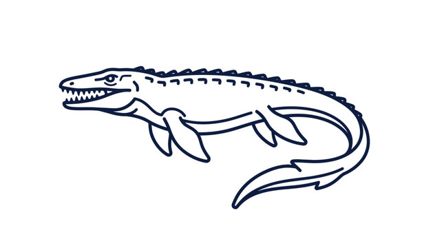 Marine Reptile Dinosaur Outline Icon - Mosasaurus Prehistoric Animal