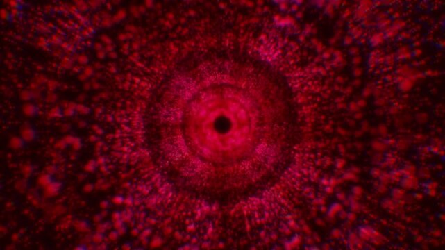 Abstract Immersive red circle Particle Tunnel Technology Background Loop Animation Background. Modern Circular Particle. Sci-Fi concept